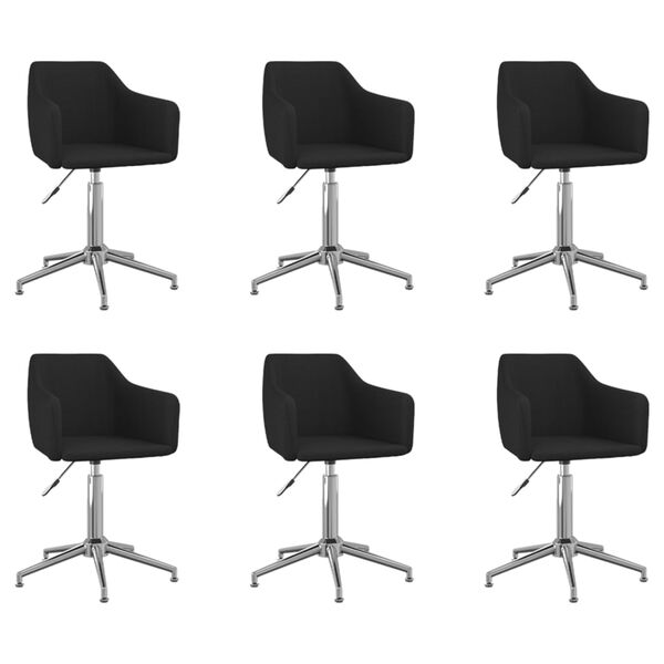 vidaXL Chaises pivotantes &agrave; manger lot de 6 Noir Tissu
