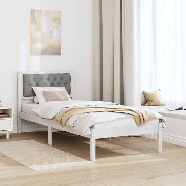 vidaXL Cadre de lit avec t&ecirc;te de lit Gris clair 90 x 200 cm Pin massif