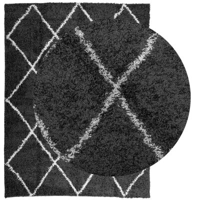 vidaXL Tapis shaggy à poils longs moderne noir et crème 300x400 cm