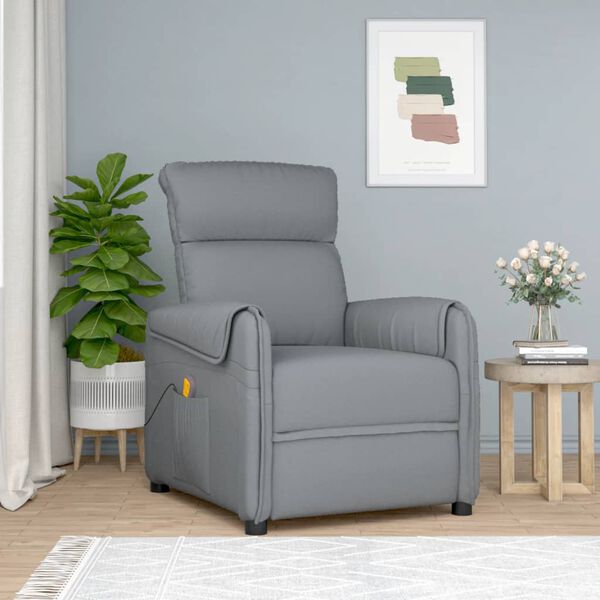 vidaXL Fauteuil de massage Gris clair Tissu
