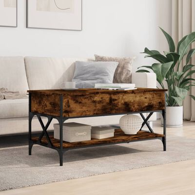 vidaXL Table basse chêne fumé 100x50x50 cm bois d'ingénierie et métal