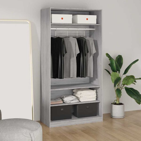 vidaXL Garde-robe sonoma gris 100x50x200 cm bois d'ing&eacute;nierie