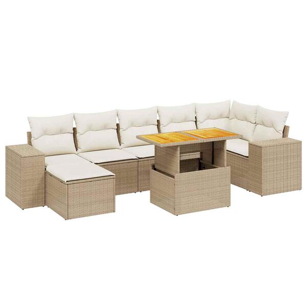 vidaXL Salon de jardin avec coussins 8 pcs beige r&eacute;sine tress&eacute;e