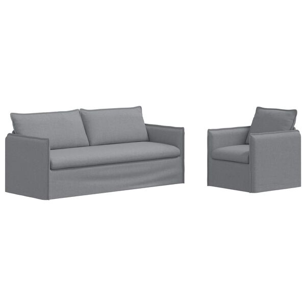 vidaXL Canap&eacute; 2 pcs Gris clair