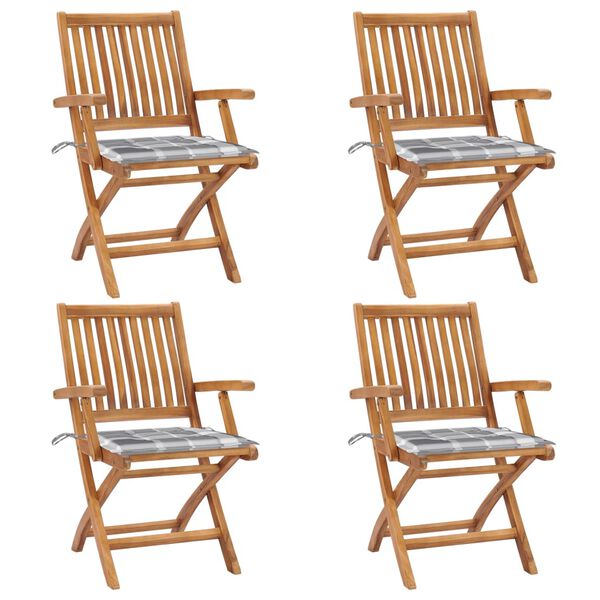 vidaXL Chaises pliables de jardin avec coussins lot de 4 Teck solide