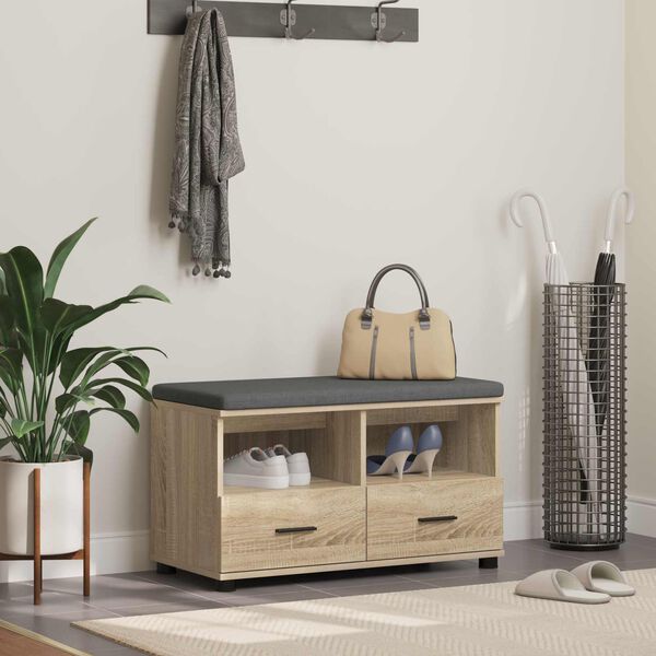 vidaXL Banc d'entr&eacute;e avec coussin Ch&ecirc;ne Sonoma 80 x 38 x 46 cm