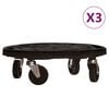 vidaXL Chariots &agrave; plantes avec roues 3 pcs Diam&egrave;tre 40 cm Noir 275 kg