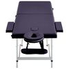 vidaXL Table de massage pliable 2 zones Aluminium Violet