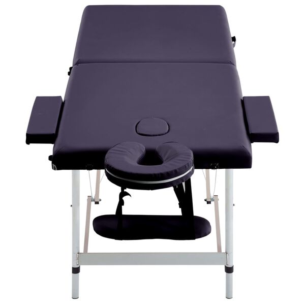 vidaXL Table de massage pliable 2 zones Aluminium Violet