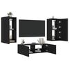 vidaXL Meuble TV muraux 3 pcs avec lumi&egrave;res LED noir