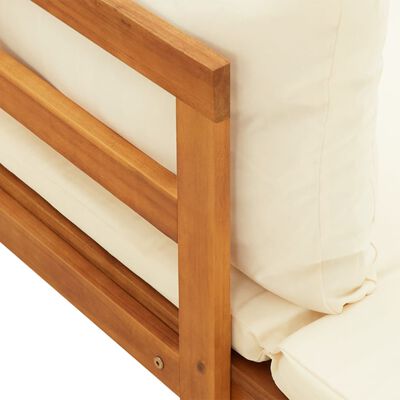 vidaXL Salon de jardin 3 pcs avec coussins blanc crème Bois d'acacia