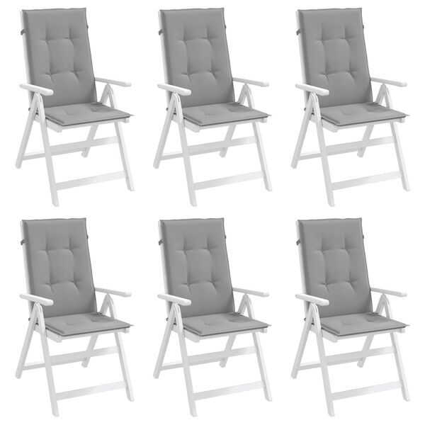 vidaXL Coussins de chaise de jardin &agrave; dossier haut lot de 6 gris tissu