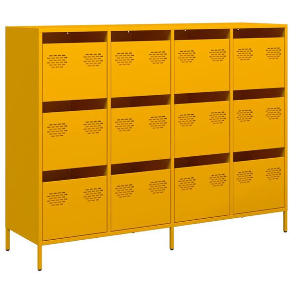 vidaXL Buffet jaune moutarde 135x39x103,5 cm acier lamin&eacute; &agrave; froid