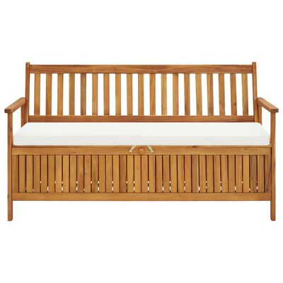 vidaXL Banc de rangement avec coussin 148 cm Bois d'acacia solide