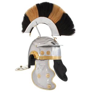 vidaXL Casque de soldat romain antique pour GN Argent&eacute; Acier
