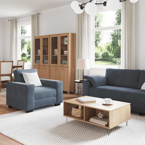 vidaXL Ensemble de canap&eacute;s 3 pcs avec coussins Gris fonc&eacute; Velours