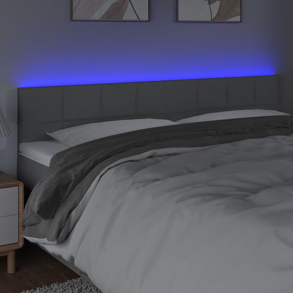 vidaXL T&ecirc;te de lit &agrave; LED Gris clair 200x5x78/88 cm Tissu
