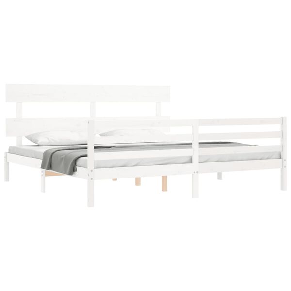 vidaXL Cadre de lit sans matelas blanc bois massif