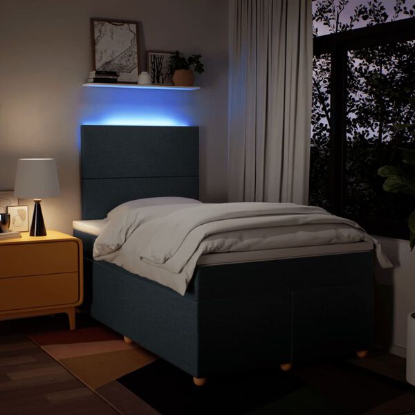 vidaXL Sommier &agrave; lattes de lit avec matelas Bleu 120x200 cm Tissu