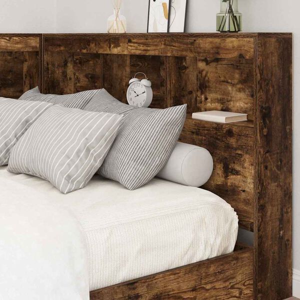 vidaXL T&ecirc;te de lit de rangement Ch&ecirc;ne fum&eacute; 207,5 x 137,5 x 76,5 cm
