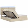 vidaXL Lit de rangement LED avec matelas Cr&egrave;me 200 x 200 cm Tissu