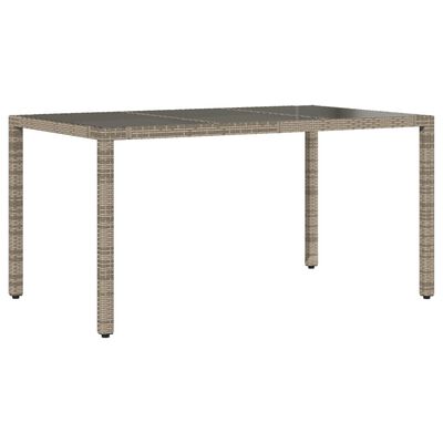 vidaXL Table de jardin dessus en verre Gris 150x90x75cm Résine tressée