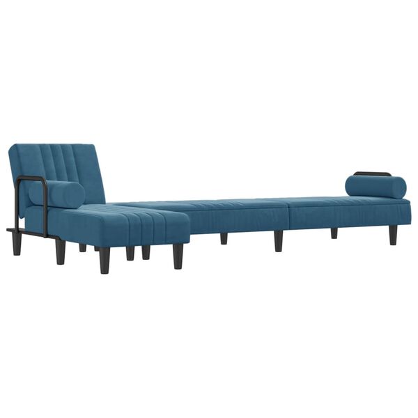 vidaXL Canap&eacute;-lit en forme de L bleu 260x140x70 cm velours