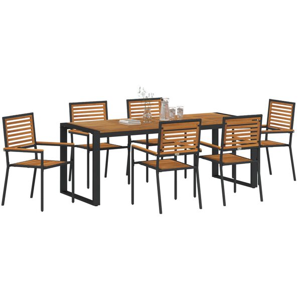 vidaXL Ensemble de salle &agrave; manger pour jardin 7 pcs Noir et Marron