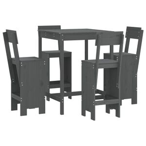vidaXL Ensemble de bar de jardin 5 pcs gris bois de pin massif
