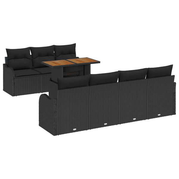 vidaXL Ensemble de canapé de jardin avec coussin 8 pcs Noir