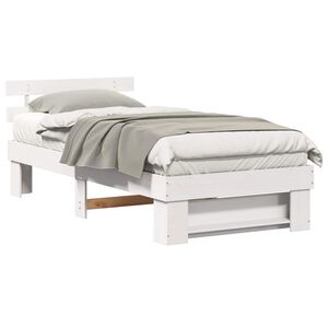 vidaXL Cadre de lit avec t&ecirc;te de lit Blanc 80 x 200 cm Pin massif