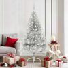 vidaXL Sapin de No&euml;l artificiel pr&eacute;-&eacute;clair&eacute; Argent 180 cm PET