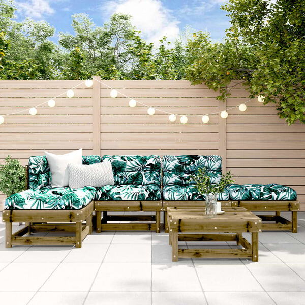 vidaXL Salon de jardin 6 pcs bois de pin impr&eacute;gn&eacute;