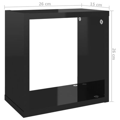 vidaXL Étagères cube murales 4 pcs Noir brillant 26x15x26 cm