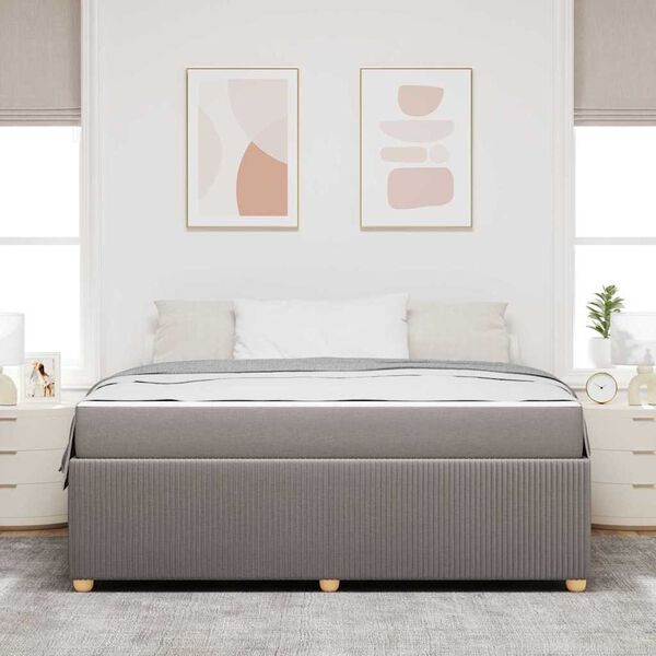vidaXL Cadre de lit avec matelas Taupe 180 x 200 cm tissu