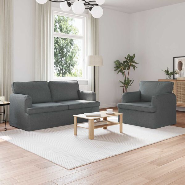vidaXL Ensemble de Canap&eacute;s 2 pcs Gris fonc&eacute; 162 x 80 x 85 cm tissu