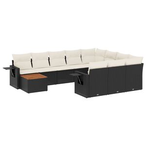vidaXL Salon de jardin 11 pcs avec coussins noir r&eacute;sine tress&eacute;e