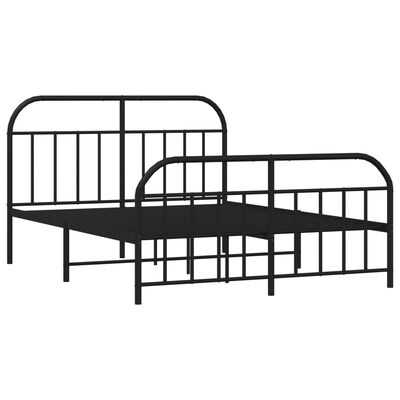 vidaXL Cadre de lit métal sans matelas avec pied de lit noir 180x200cm