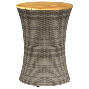 vidaXL Table d'appoint de jardin forme tambour gris rotin bois massif