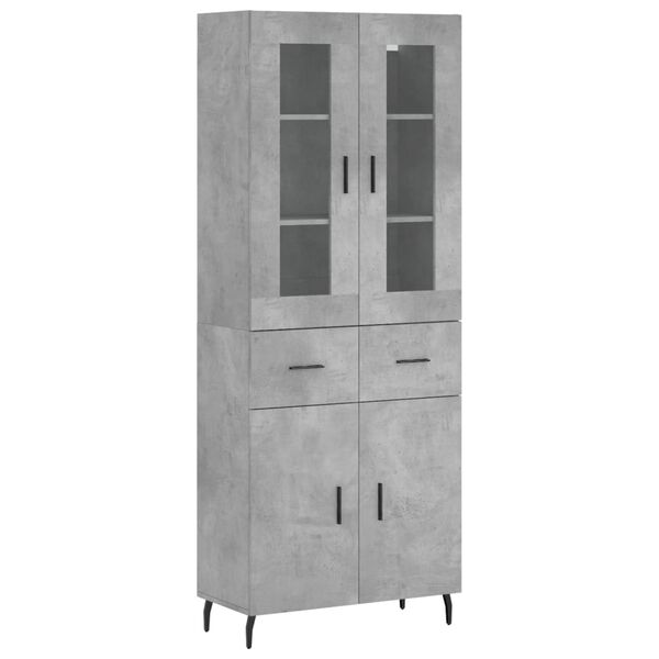 vidaXL Buffet haut Gris b&eacute;ton 69,5x34x180 cm Bois d'ing&eacute;nierie