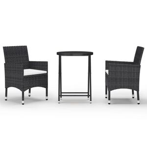 vidaXL Ensemble de bistro de jardin 3 pcs poly rotin et verre tremp&eacute;