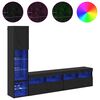 vidaXL Unit&eacute; murale de TV avec LED 4 pcs Ch&ecirc;ne noir Bois d'ing&eacute;nierie