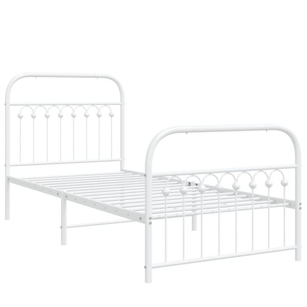 vidaXL Cadre de lit m&eacute;tal sans matelas avec pied de lit blanc 90x200cm
