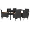 vidaXL Ensemble &agrave; manger de jardin coussins 7pcs Noir R&eacute;sine tress&eacute;e