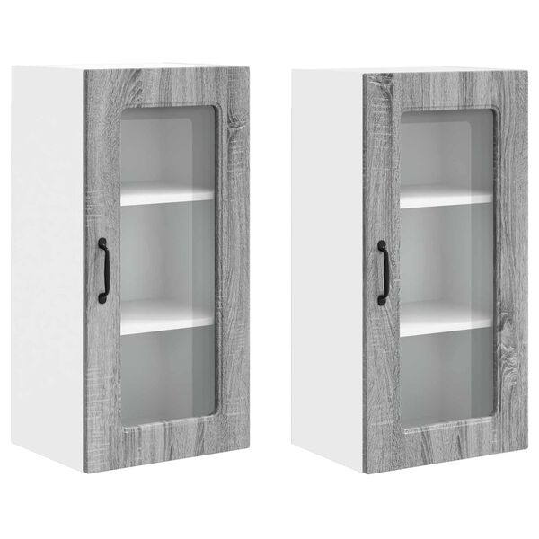 vidaXL Armoire de cuisine Kalmar 2 pcs Gris Sonoma 40 x 31 x 80 cm
