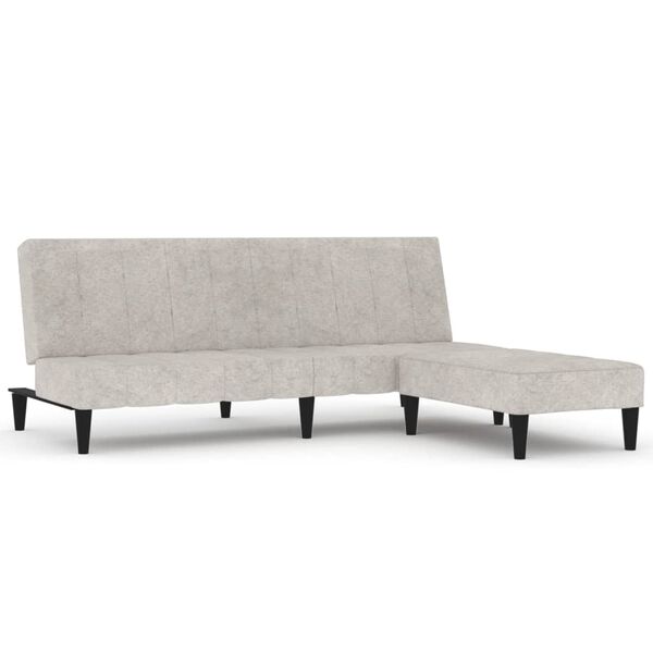vidaXL Canap&eacute;-lit &agrave; 2 places avec tabouret Gris clair Tissu microfibre