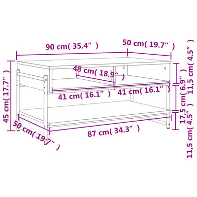 vidaXL Table basse chêne sonoma 90x50x45 cm bois d'ingénierie
