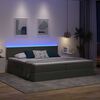 vidaXL Lit avec rangement et LED Gris fonc&eacute; 200 x 200 cm Polyester