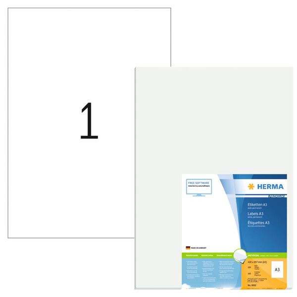 HERMA &Eacute;tiquettes permanentes PREMIUM A3 297x420 mm 100 Feuilles