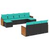 vidaXL Salon de jardin 10 pcs avec coussins noir r&eacute;sine tress&eacute;e